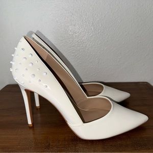 Mix No. 6 Women’s Dolinda White Studded Stiletto Pump Pointed Toe Size 10M/42